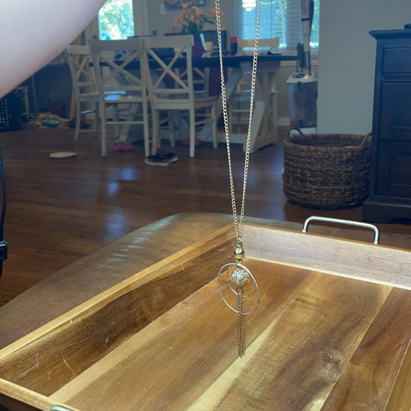 Double Hoop Tassel Long Boho Chain Necklace - Picture 5 of 9